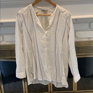 NEW Lucky brand crisp shirt w vertical stripes M